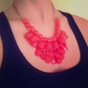 Coral layered bauble necklace