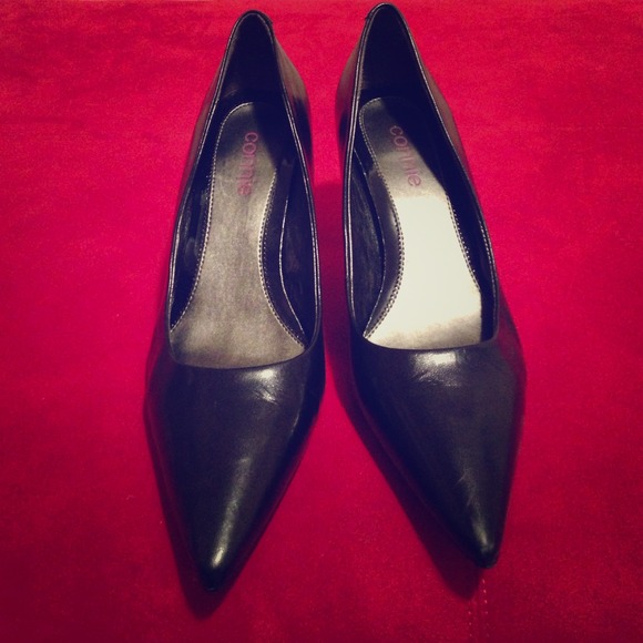 Connie 3" leather heels in black.