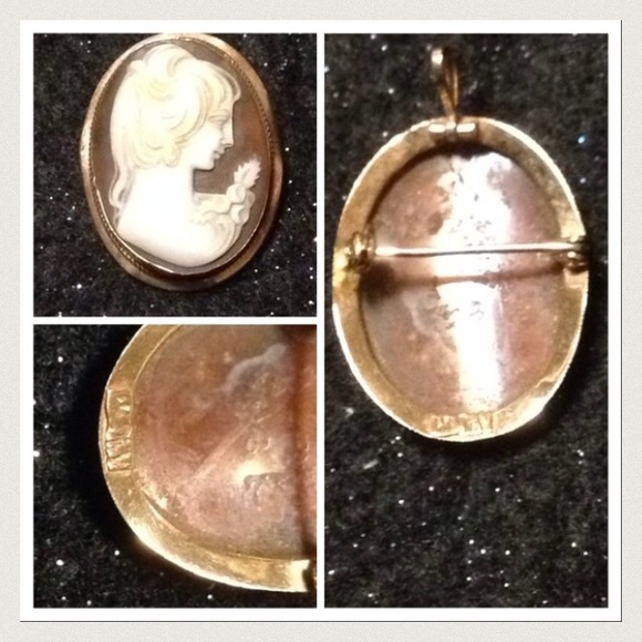 14 karat vintage cameo pendant - Picture 2 of 2