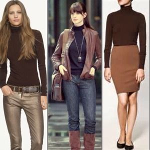 Gap brown 3/4 sleeves tight turtleneck