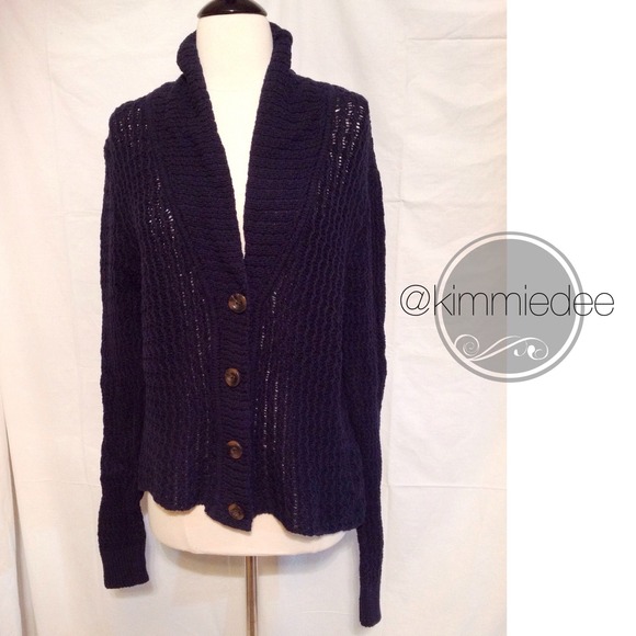 Sweaters - HOLD🍁Navy open knit button up cardigan sweater🍁