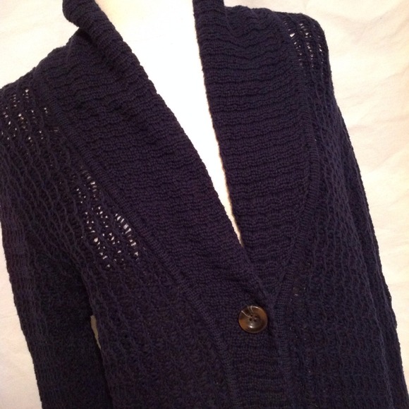 HOLD🍁Navy open knit button up cardigan sweater🍁 - Picture 3 of 3