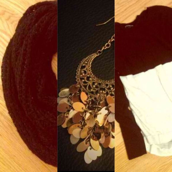 Scarf, Earrings, and Sweater Bundle.