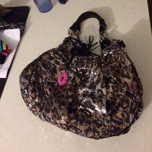 Betsy Johnson sequin Cheetah print shoulder bag