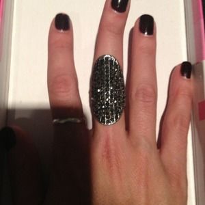Black faux diamond ring