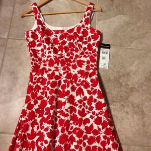 Donna Ricco red floral cotton dress