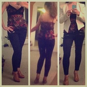 Black floral tank