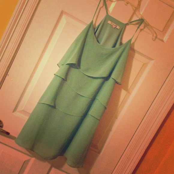 Pastel green/ Mint Green short layered dress.