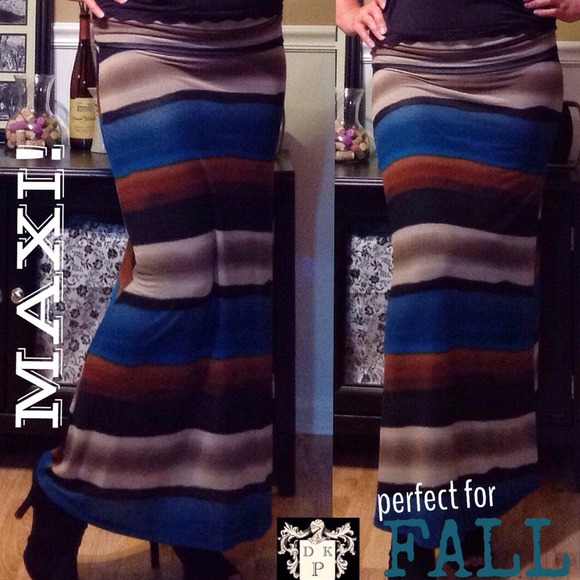 Boutique Dresses & Skirts - LAST ONE SALE! Fall colored striped maxi skirt