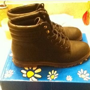 Black ankle combat boots