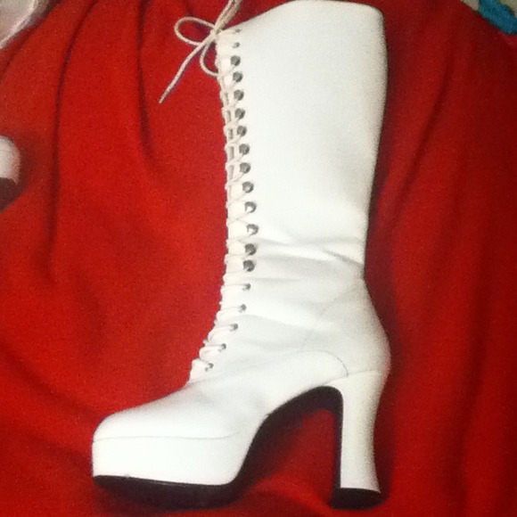 SOLD!  White Patened Leather Knee Boot