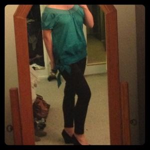 Turquoise off the shoulder top