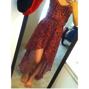 Tribal print high-low dress