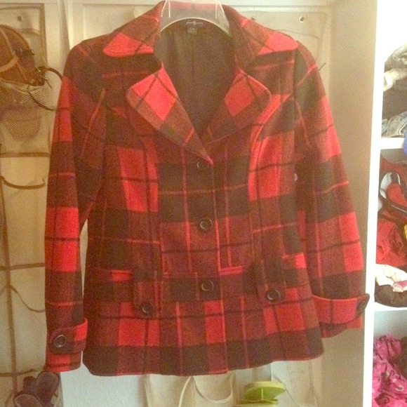 Black and red dress coat