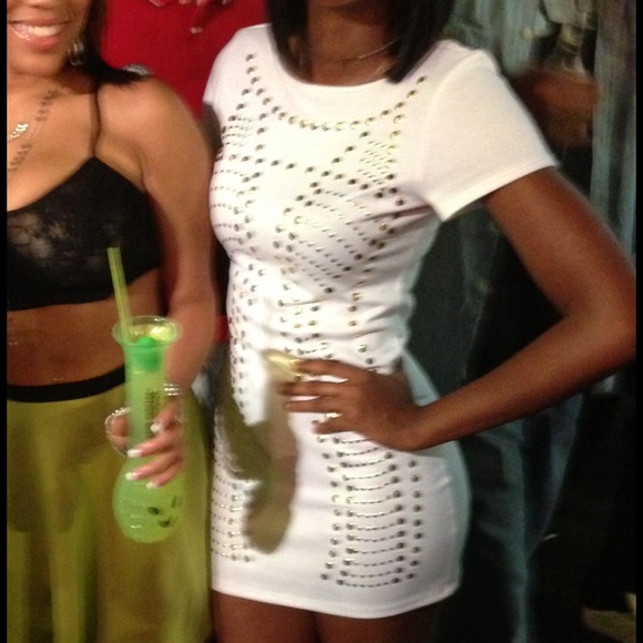 Dresses & Skirts - White studded shirt dress