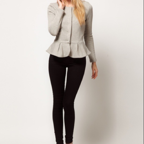 ASOS Petite Peplum Jacket- Gray Marl