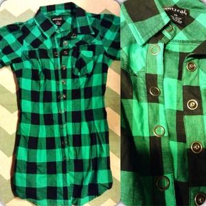 Kelly green/black plaid shirt
