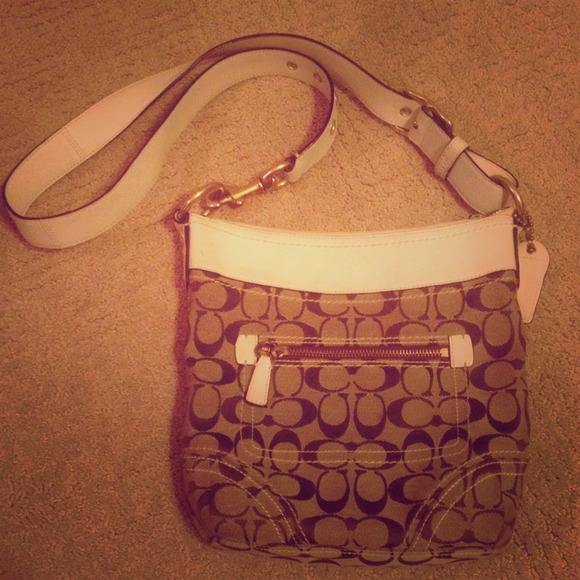 RARE Coach Cross body bag with white leather strap