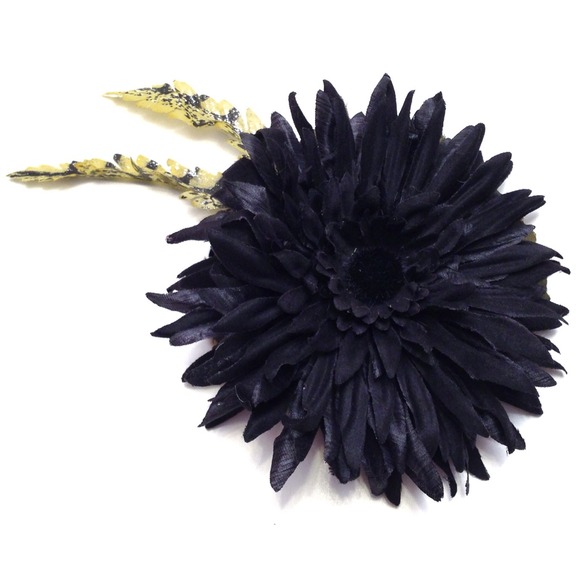 Black Dahlia Feather Pinup Hair Clip