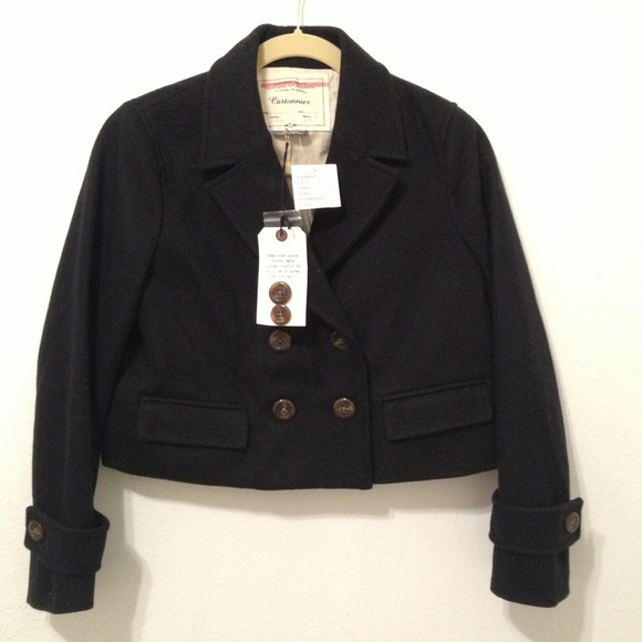Anthropologie Jackets & Blazers - Anthropologie cropped navy peacoat NWT