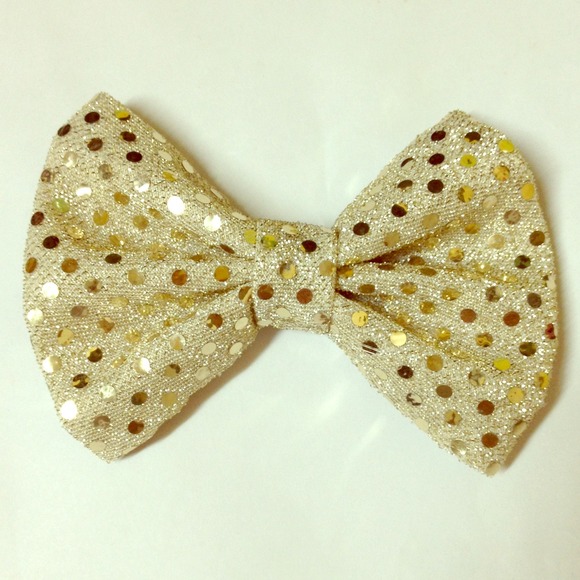 Gold sequin hair bow