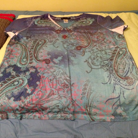 Sold Crazy cute teals and pinks and blues shirt