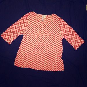 Francesca's Orange & White Chevron Top