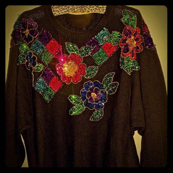 Floral sequence knitted sweater!