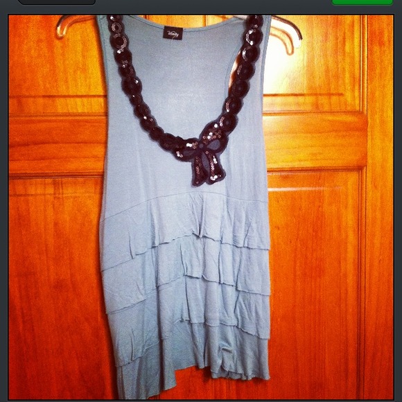 Tiered Flowy Top with Sequence Bow Neckline