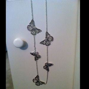 Silver Butterfly Necklace and Earrings