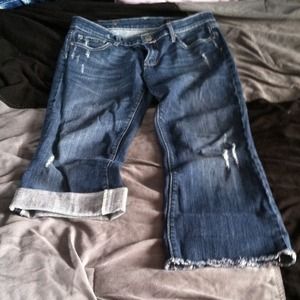 Distressed denim crops