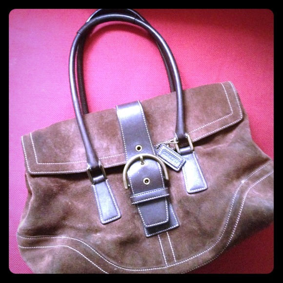 ⚡️SALE⚡️Auth Coach Satchel Suede Handbag!