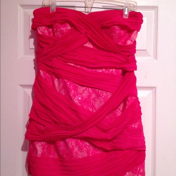 Hot pink strapless dress
