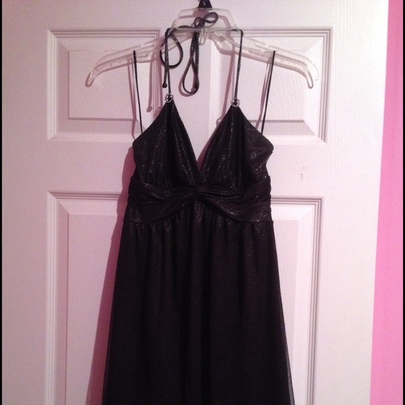 Black/glitter halter dress