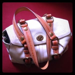 Authentic Coach Satchel in cream pebble leather.