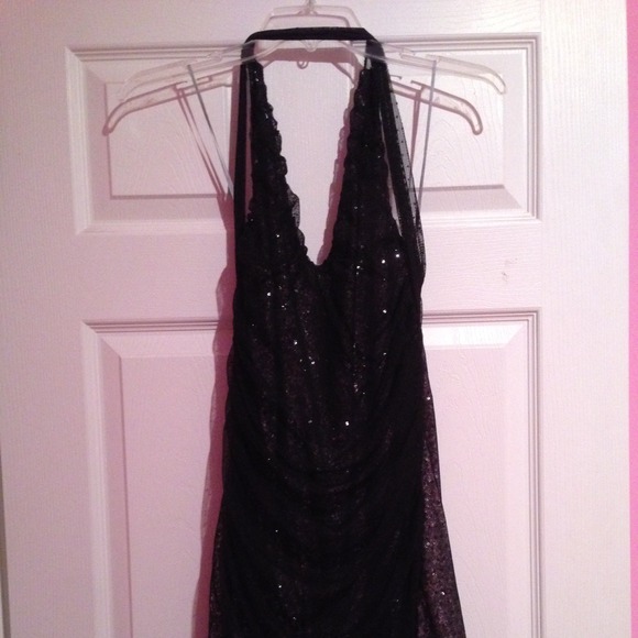 Silver Glitter dress w/ black sheer overlay