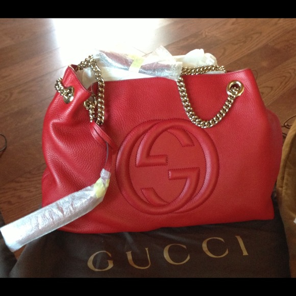 GUCCI red soho leather shoulder bag BNIB - Picture 2 of 3