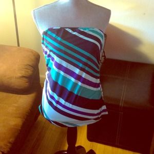 Blue Sofia Vergara Stripped Tube top