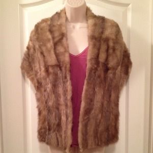 REDUCED! Vintage real fur shawl/wedding stole 50's