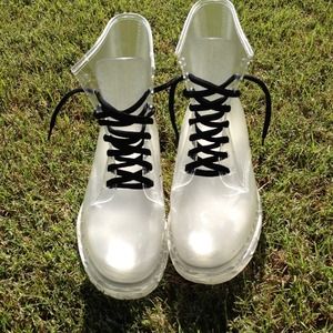 Jeffery Campbell inspired Clear LaceUp rain boots