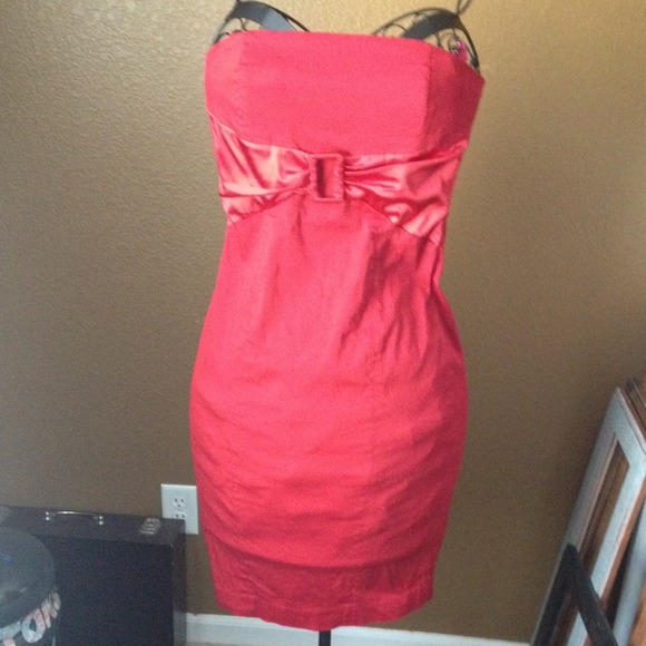 Strapless red dress