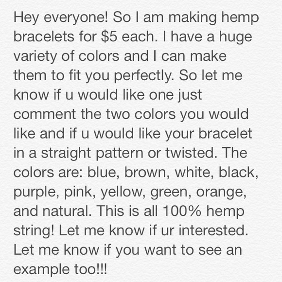 Hemp bracelets (homemade)
