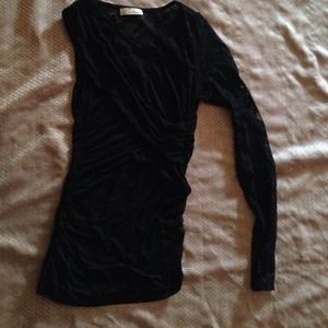 Black lace one shoulder top with ruched detail