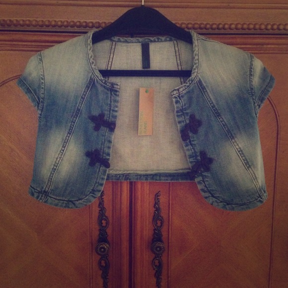 Benetton jeans denim cap sleeve top