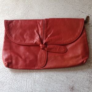 Vtg Red Leather Clutch