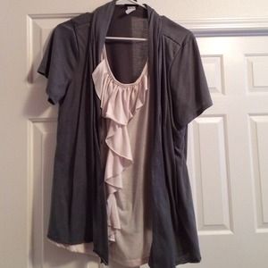 Grey and white over hang shirt