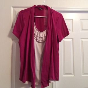 Pink and white over hang shirt