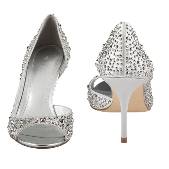 aldo silver sparkly heels