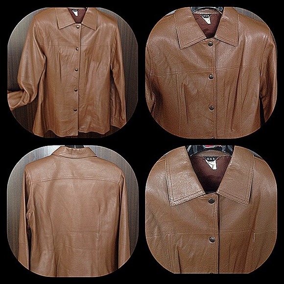 Supple tan lamb skin leather jacket - Picture 2 of 4
