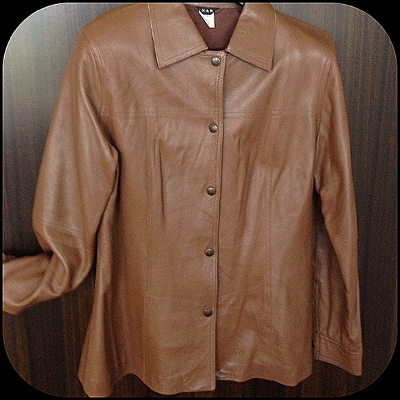 Supple tan lamb skin leather jacket - Picture 3 of 4